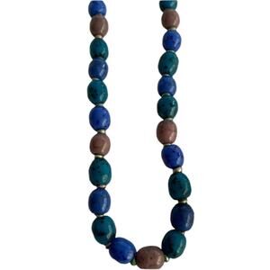 Blue/Teal/Pink Beaded Necklace